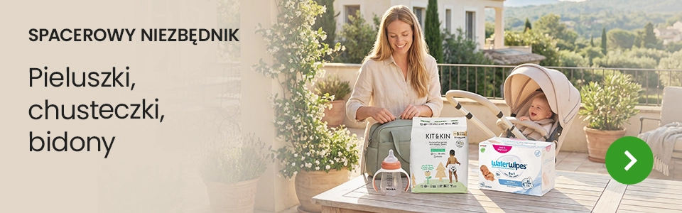 Spacerowy niezbędnik - pieluszki, chusteczki, bidony