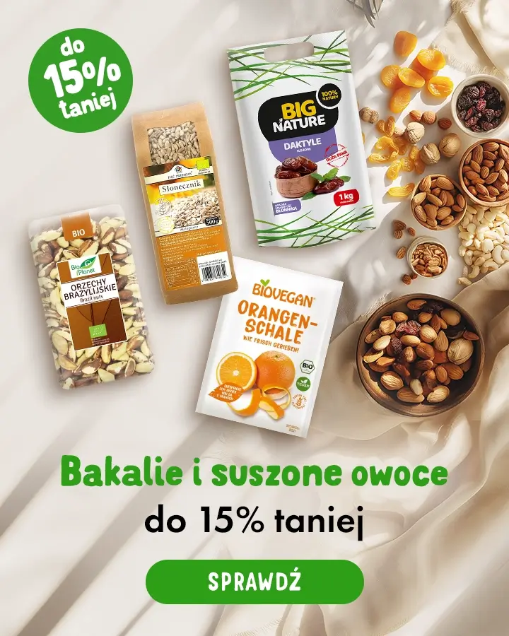 Bakalie i suszone owoce do 15% taniej