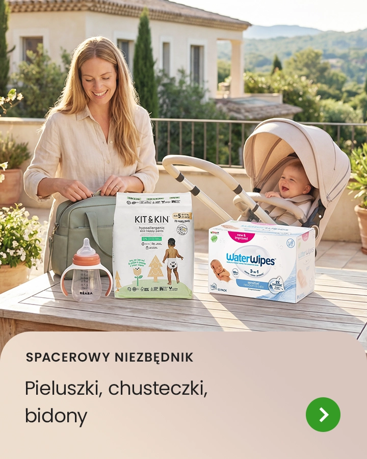 Spacerowy niezbędnik - pieluszki, chusteczki, bidony