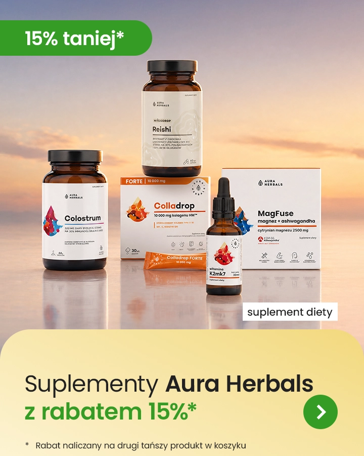 suplementy Aura Herbals z rabatem 15%* *rabat naliczany na drugi tańszy produkt w koszyku