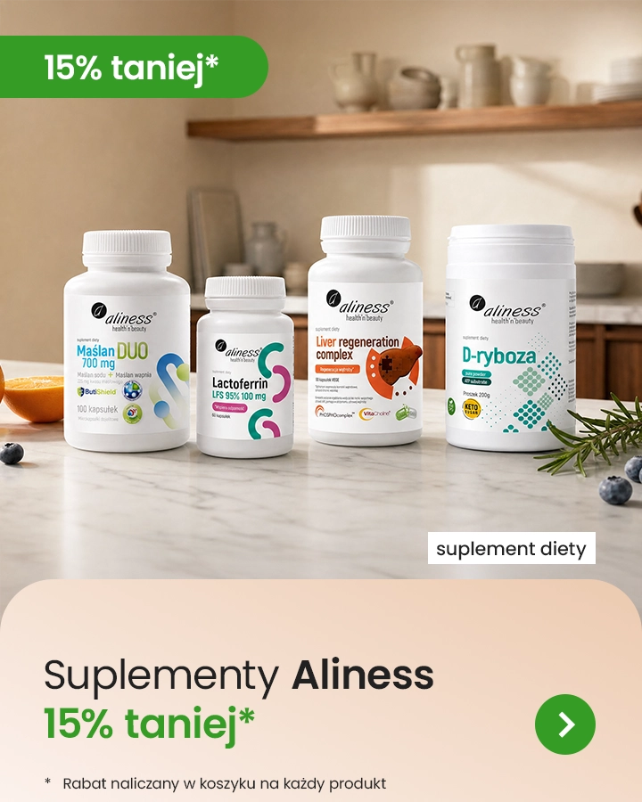 Suplementy Aliness 15% taniej* *rabat naliczany w koszyku na każdy produkt