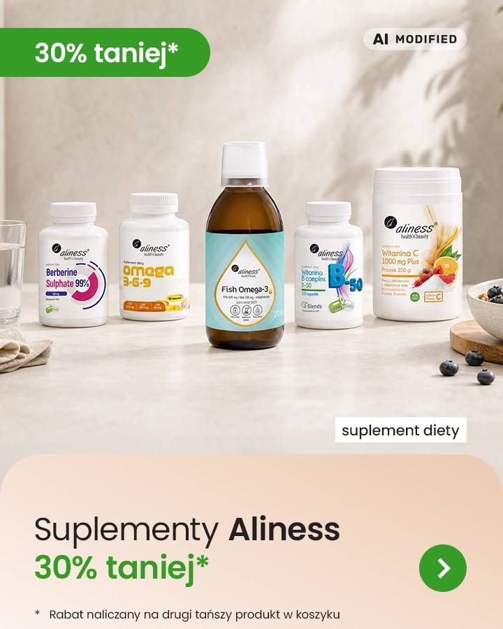 Suplementy Aliness 30% taniej* *rabat naliczany na drugi tańszy produkt w koszyku