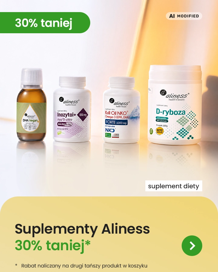 Suplementy Aliness 30% taniej* *rabat naliczany na drugi tańszy produkt w koszyku