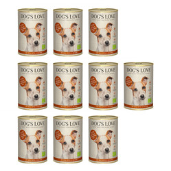 Zestaw 10x DOG'S LOVE BIO RIND - ekologiczna wołowina z ryżem, cukinią i jabłkiem (400g)
