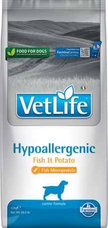 Farmina Vet Life Dog Hypoallergenic Fish & Potato Sucha Karma dla psa z problemami układu pokarmowego 12kg