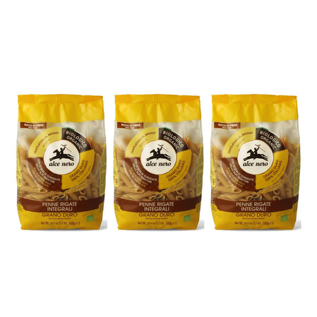 Zestaw: 3x Alce Nero − Makaron semolinowy penne BIO − 500 g