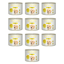 Zestaw 10x DOG'S LOVE Junior Geflügel - drób z cukinią i jabłkami dla szczeniąt (200g)