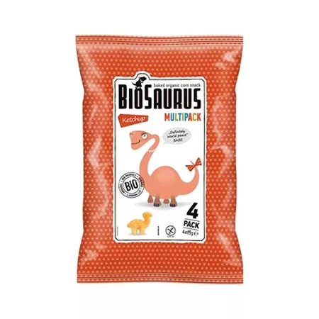 BioSaurus − Chrupki kukurydziane Dinozaury o smaku ketchupowym bezgl. BIO − 4 x 15 g