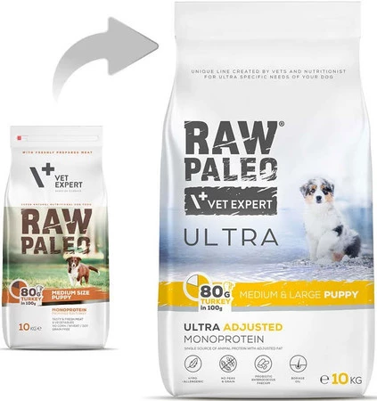 Vet Expert RAW PALEO Medium Large Puppy Ultra Turkey 10kg