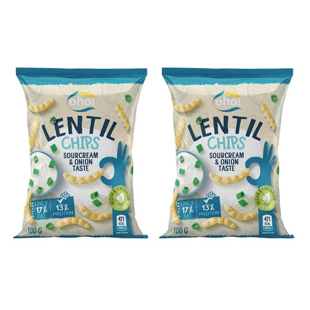 Zestaw 2x Chipsy z czerwonej soczewicy o smaku śmietany i cebuli 100 g