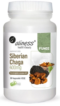 Aliness Siberian Chaga ekstrakt 40, 400mg x 90 kaps. Vege