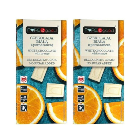 Zestaw: 2x Pure & Good Czekolada biała z pomarańczą B/C 75g