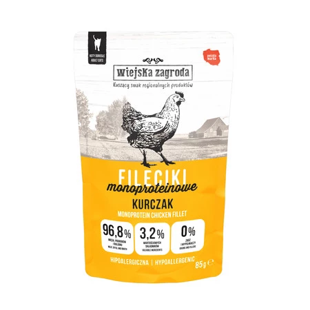 Zestaw 12x Wiejska Zagroda Fileciki Monoproteinowe Kurczak - mokra karma dla kota - 85g