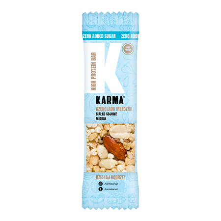 Karma Baton proteinowy bez dodatku cukru Czekolada mleczna, migdał, białko sojowe 35 g