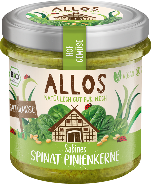 Allos Pasta Warzywna ze Szpinakiem i Orzeszkami 135g - Nabea.pl