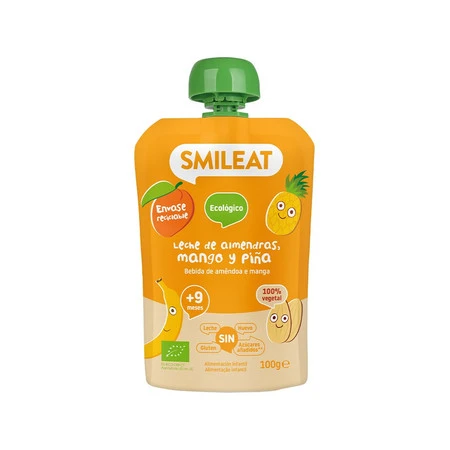 Smileat, BIO Mus z migdałami, mango i ananasem 9m+, 100g