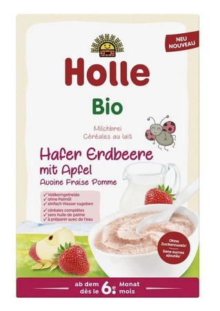 Holle Bio Kaszka Owsiana Mleczna Truskawkowo-Jabłkowa 250g