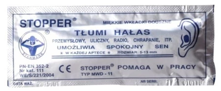Stopper Tłumiący hałas do uszu typ-mwd-11 − 1 para - wyrób medyczny
