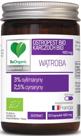 Be Organic Ostropest BIO 3% + Karczoch BIO 2,5%,  400mg x 50 kaps