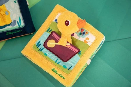 Lilliputiens Książeczka aktywizująca z mini-przytulanką Na farmie Kaczorek Gaspard 18 m+