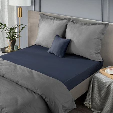 Prześcieradło z gumką, Jersey D91 180 x 200 x 30 cm, Granatowy