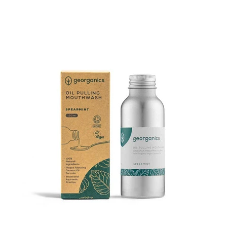 Georganics, Olej do płukania jamy ustnej, z naturalnym składem, do codziennej pielęgnacji, smak zielonej mięty, 100 ml