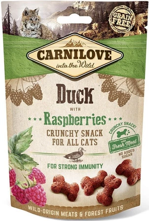 CARNILOVE CAT Crunchy Snack Duck Raspberries KACZKA 50g