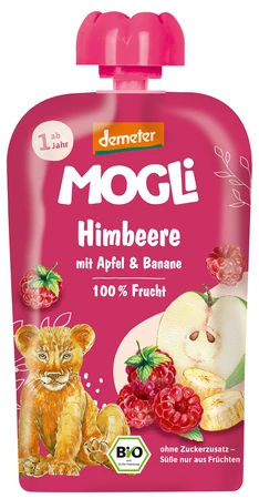 Mogli MUS JABŁKO - BANAN - MALINA BEZ DODATKU CUKRÓW OD 1 ROKU DEMETER BIO 100 g - MOGLI