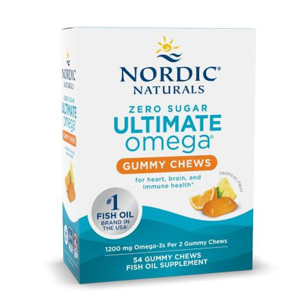 Nordic Naturals Ultimate Omega Gummy Chews Omega-3 kwasy tłuszczowe EPA i DHA 1200 mg 54 żelki smak owoce tropikalne
