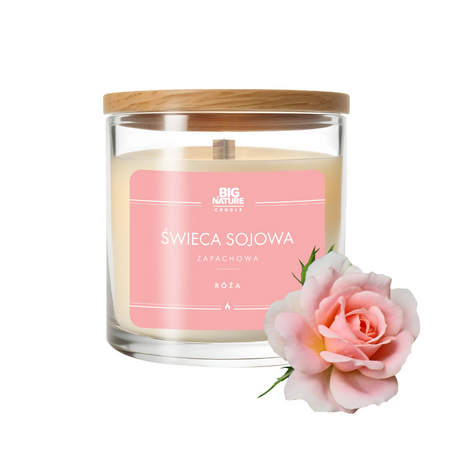 Świeca sojowa o zapachu RÓŻA 215g