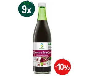 Zestaw: 9x ZAKWAS Z BURAKÓW KISZONYCH BEZGLUTENOWY BIO 500 ml - BIO FOOD