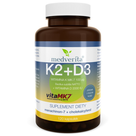 Medverita Witamina K2 MK-7 100 ug + D3 2000IU  - 120 kaps.