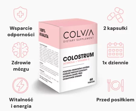 Colvia Colostrum + Acerola + Vitamina C na odporność 60 kaps.