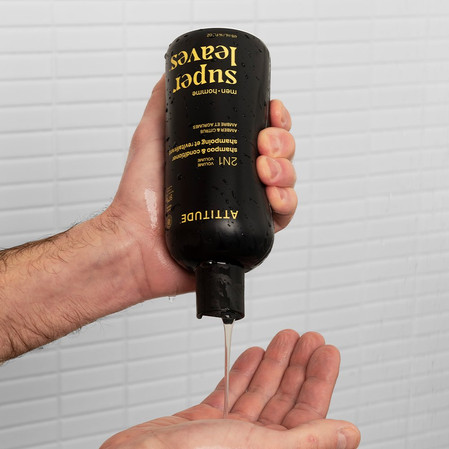 Attitude SUPER LEAVES MEN, Szampon i odżywka do włosów 2w1 dla mężczyzn, nadające objętość - Bursztyn i cytrus, 415 ml