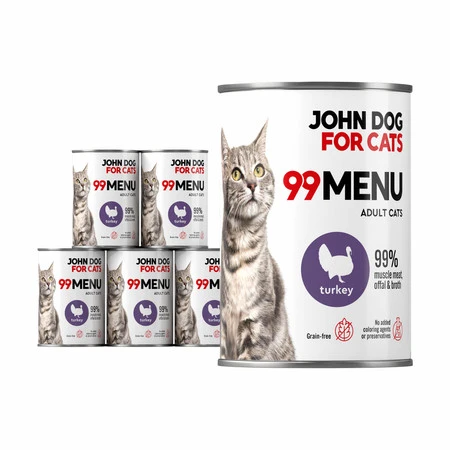 John Dog For Cats 99 Menu Indyk - karma mokra dla kota - 6 x 400g