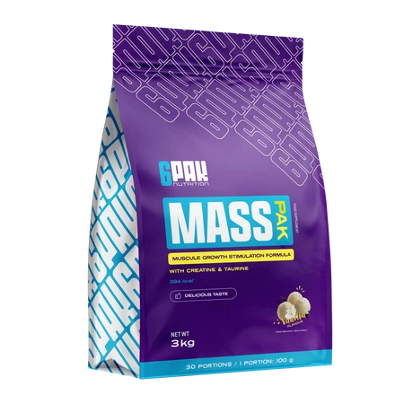 6PAK MASS PAK gainer 3000g smak Vanilia