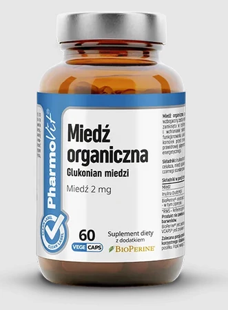 PHARMOVIT MIEDŹ ORGANICZNA (2 mg) BEZGLUTENOWA 60 KAPSUŁEK 