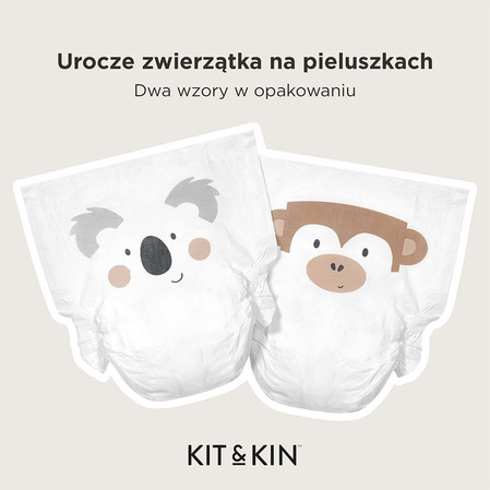 Kit & Kin, Pieluszki Jednorazowe 5 Junior (11 kg+), Koala/Małpka, 28 szt.
