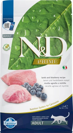 Farmina N&D Prime Cat Jagnięcina & Borówka Adult  -sucha karma dla kota -1,5kg 