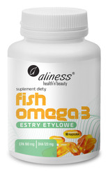 Aliness Fish Omega 3 Estry 180/120 mg kwasy tłuszczowe EPA i DHA na wsparcie pracy serca 90 kaps.