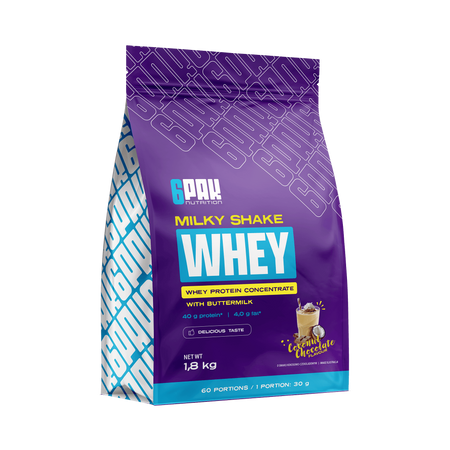 6PAK MILKY SHAKE WHEY odżywka białkowa WPC 1800 g smak kokos - czekolada