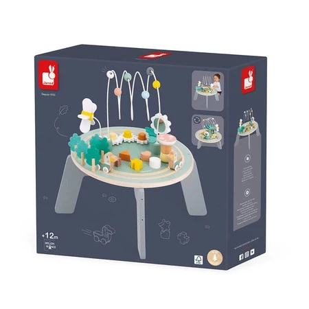 Janod Wielofunkcyjny stolik edukacyjny drewniany z regulacją wysokości Ogród Sweet Cocoon 12m+