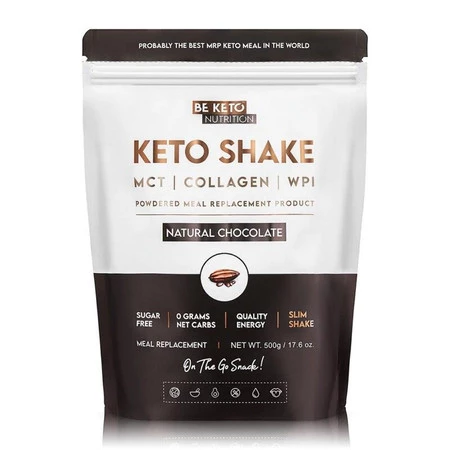 BeKeto Diet Keto Shake MCT & Collagen Natural Chocolate - wysokobiałkowy shake z MCT i kolagenem 500 g smak czekolada