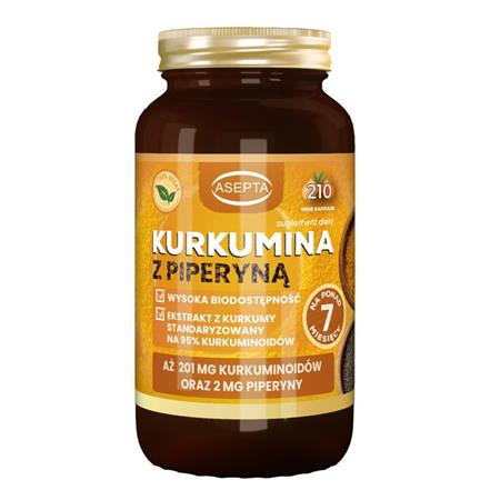 Asepta Kurkumina z piperyną 210 kaps. - Nabea.pl