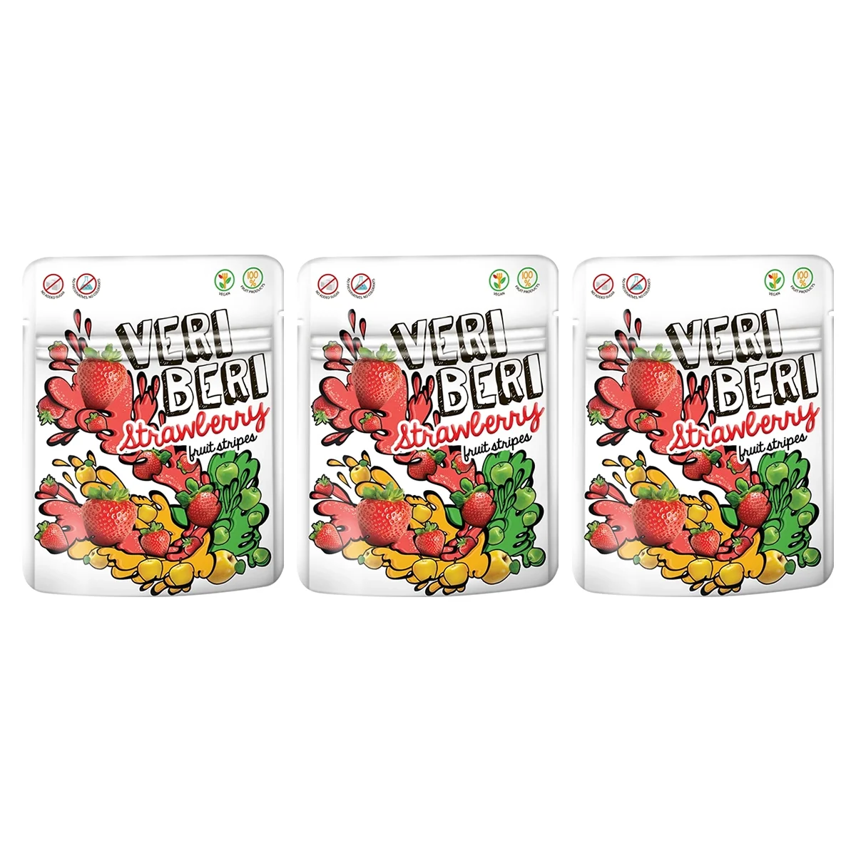 Zestaw 3x Veri Beri Bezglutenowe żelki truskawka 50 g - Nabea.pl
