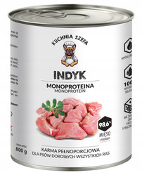 Kuchnia Szefa Indyk - karma mokra dla psa -   800g