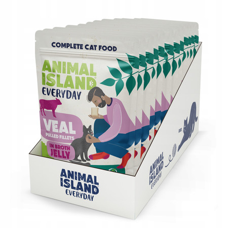Animal Island Mokra karma dla kota Szarpane Fileciki W Galarecie Z Rosołu Cielęcina 12 x 85g