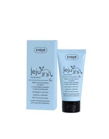 Ziaja Jeju, biały mus do twarzy na dzień SPF10  50ml