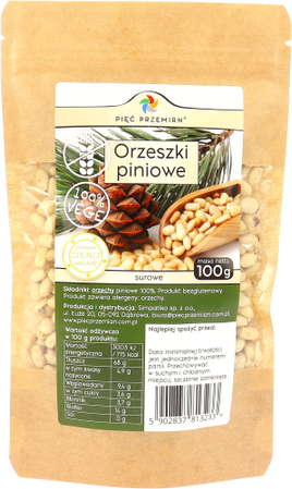 PIĘĆ PRZEMIAN Orzeszki piniowe surowe bezglutenowe 100 g