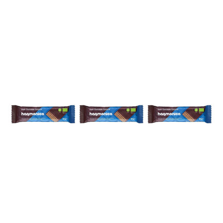 Zestaw: 3x WAFELEK Z KREMEM KOKOSOWO - KAKAOWYM W POLEWIE CZEKOLADOWEJ BIO 40 g - HARMONICA